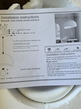 Modern White Pendant Lamp Open Box